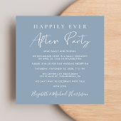 Chic Script QR Code Dusty Blue Wedding Receptie Kaart