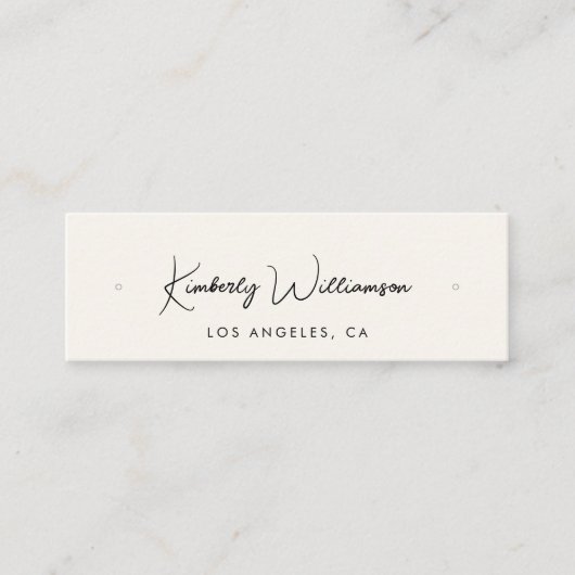 Chic Script QR Code Earring Cream Display Kaart Mini Visitekaartje (Voorkant)