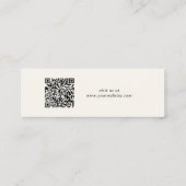 Chic Script QR Code Earring Cream Display Kaart Mini Visitekaartje (Achterkant)