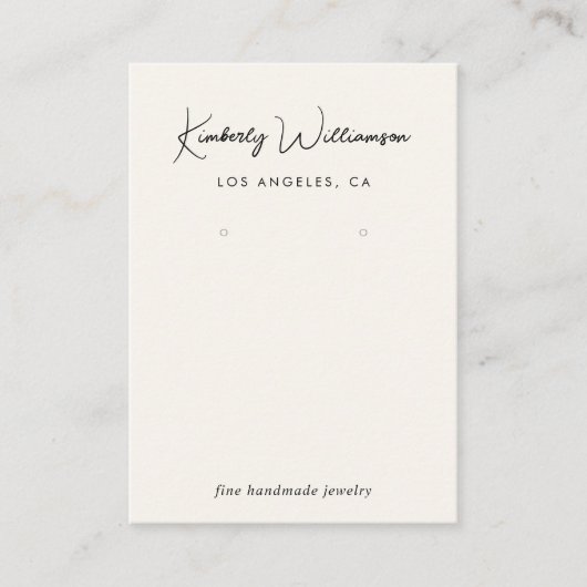 Chic Script QR Code Earring Cream Display Kaart Visitekaartje (Voorkant)