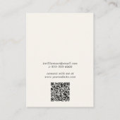 Chic Script QR Code Earring Cream Display Kaart Visitekaartje (Achterkant)