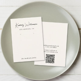 Chic Script QR Code Earring Cream Display Kaart Visitekaartje