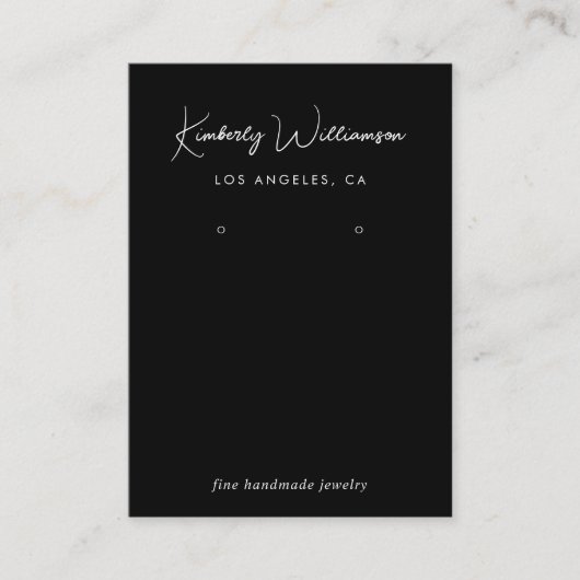 Chic Script QR Code Oorbel Black Display Kaart Visitekaartje (Voorkant)