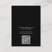 Chic Script QR Code Oorbel Black Display Kaart Visitekaartje (Achterkant)