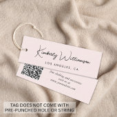 Chic Script QR Code Roze Kleding Hang Label