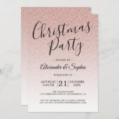 Chic Script Roze Glitter Ombre Kerstfeest Kaart (Voorkant / Achterkant)