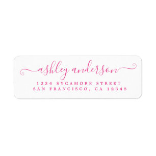 Chic Script Roze Ink Name Return-adres Etiket