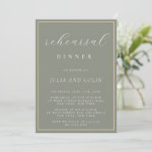 Chic Script Sage Green Rehearer Dîner Invitation (Debout devant)