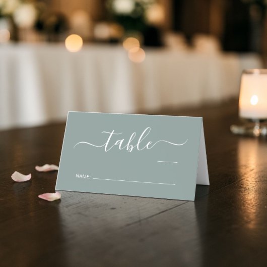 Chic Script Sage Groene Tafelnummer Bruiloft