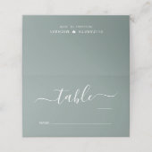 Chic Script Sage Groene Tafelnummer Bruiloft (Buitenkant ongevouwen)