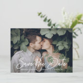 Chic Script Save the Date Foto (Staand voorkant)