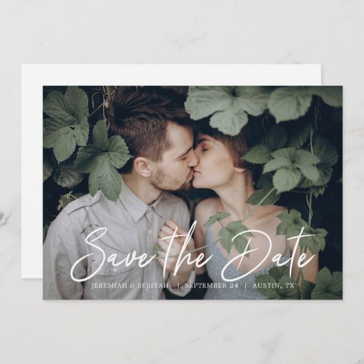 Chic Script Save the Date Foto (Voorkant / Achterkant)