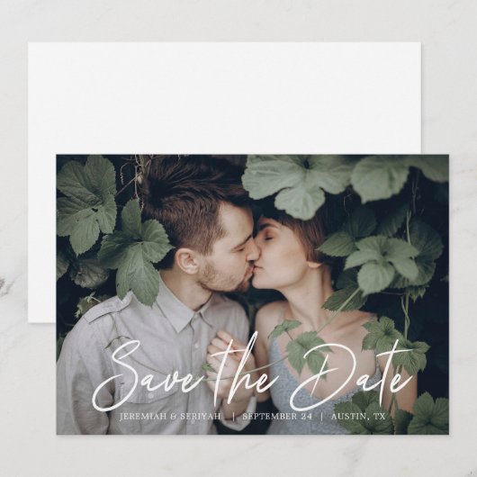 Chic Script Save the Date-foto Date (Voorkant / Achterkant)