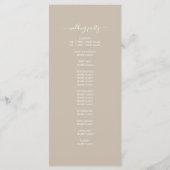 Chic Script Shiitake Gray Simple Minimal Wedding Programma (Achterkant)