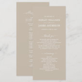 Chic Script Shiitake Gray Simple Minimal Wedding Programma (Voorkant / Achterkant)