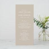 Chic Script Shiitake Gray Simple Minimal Wedding Programma (Staand voorkant)
