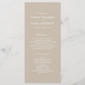 Chic Script Shiitake Gray Simple Minimal Wedding Programma (Voorkant)