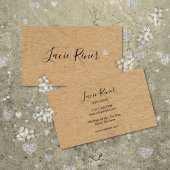 Chic Script Silver Love Heart Rustic Kraft Visitekaartje