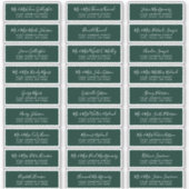 Chic Script Smaragdgroene Gastadreslabels Sticker (Voorkant)