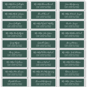 Chic Script Smaragdgroene Gastadreslabels Sticker