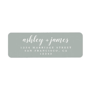 Chic Script Storm Grijze bruiloft Return-adres Chi Etiket