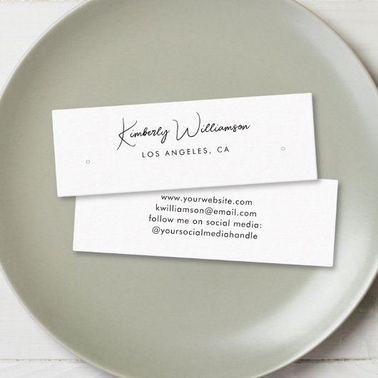 Chic Script Stud Hoop Earring Display Kaart Mini Visitekaartje