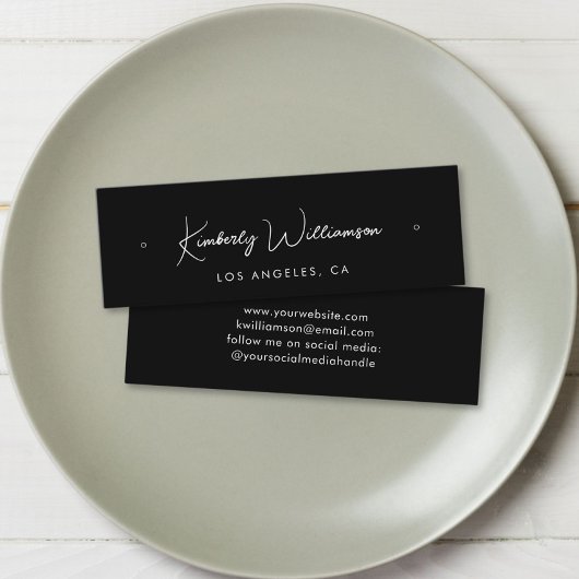 Chic Script Stud Hoop Oorbel Black Display Kaart Mini Visitekaartje