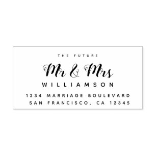 Chic Script Toekomstige Mr Mevrouw Huwelijk Retour Rubberstempel