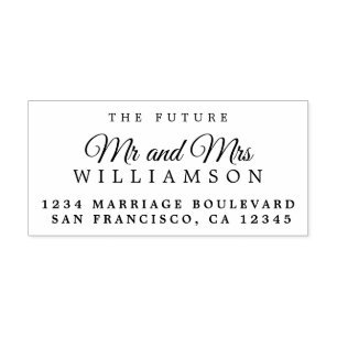 Chic Script Toekomstige Mr Mevrouw Huwelijk Retour Rubberstempel