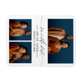 Chic Script Trouw Save The Date 3 Foto Collage Magneet (Horizontaal)