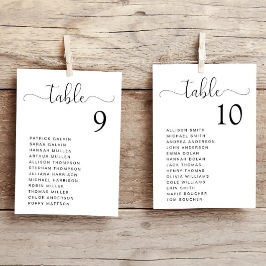 Chic Script Trouwtafel Stoelenindeling Kaart