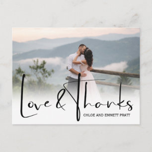 Chic Script Twee foto bruiloft Dank u Briefkaart