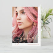 Chic Script Two Photo Afstuderen Kaart (Staand voorkant)
