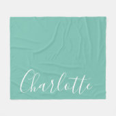 Chic Script Typografie Aangepast Modern Blauwgroen Fleece Deken (Voorkant (Horizontaal))