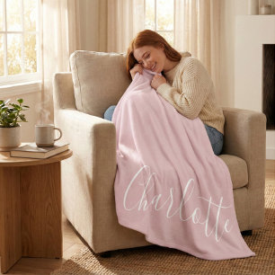 Chic Script Typografie Persoonlijke Meisjesachtige Fleece Deken