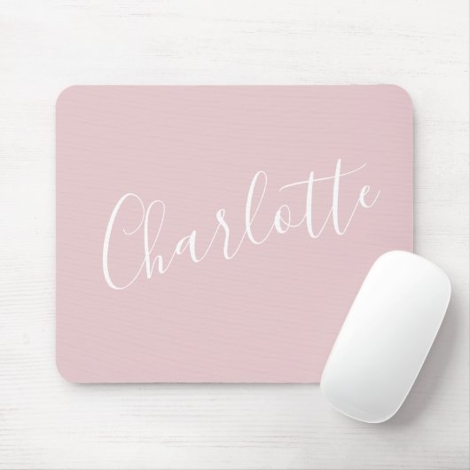 Chic Script Typography Personalized Girly Pink Muismat (Met muis)