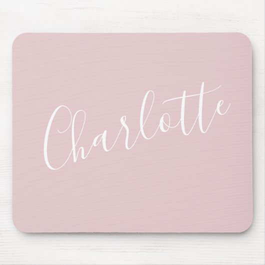 Chic Script Typography Personalized Girly Pink Muismat (Voorkant)