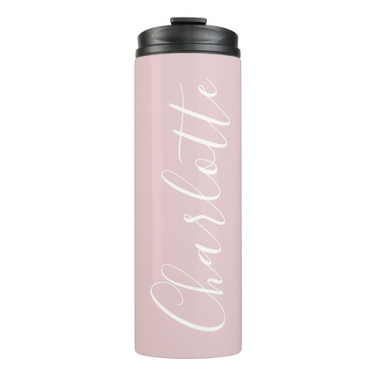 Chic Script Typography Personalized Girly Pink Thermosbeker (Voorkant)