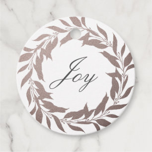 Chic Script Vreugde Paarse Folie Krans Kerst Klass Bedankjes Labels