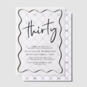 Chic Script Wavy Lijst 30ste verjaardagsfeest Vellum Uitnodigingen (Offset (Uitnodiging))
