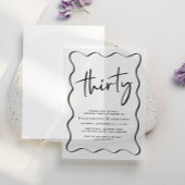 Chic Script Wavy Lijst 30ste verjaardagsfeest Vellum Uitnodigingen