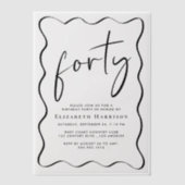 Chic Script Wavy Lijst 40ste verjaardagsfeest Vellum Uitnodigingen (Voorkant)