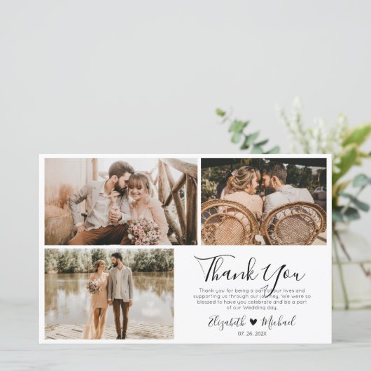 Chic Script Weddenschap 3 Foto Collage Hartelijk d (Staand voorkant)