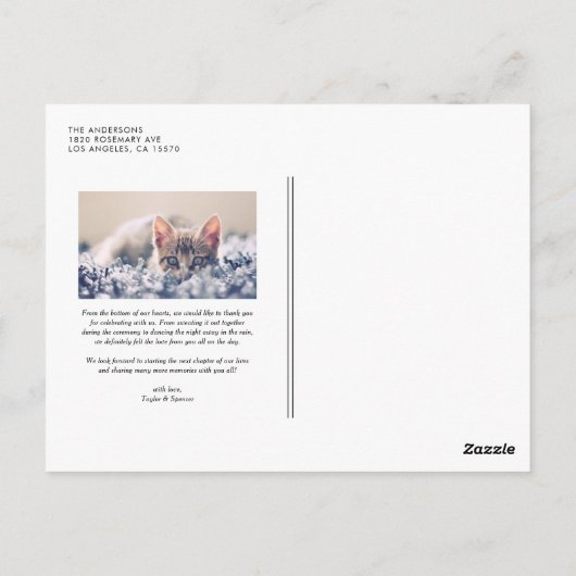 Chic Script Wedding Dank u Briefkaart (Achterkant)