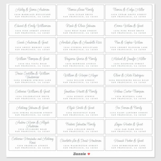 Chic Script Wedding Guest Adresetiketten Sticker (Vel)