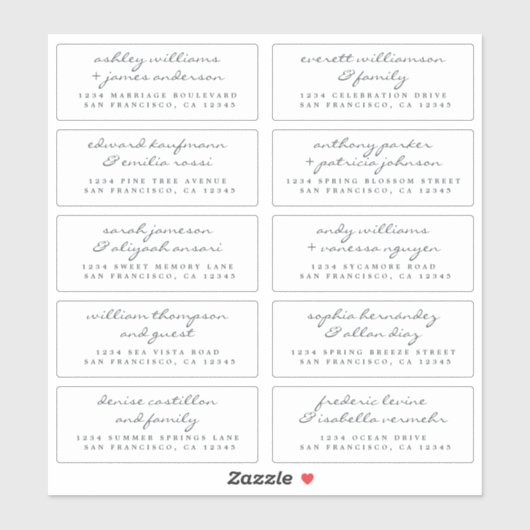 Chic Script Wedding Guest Adresetiketten Sticker (Vel)