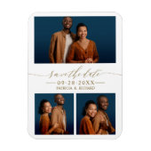 Chic Script Wedding Save the Date 3 Photo Collage Magneet (Verticaal)