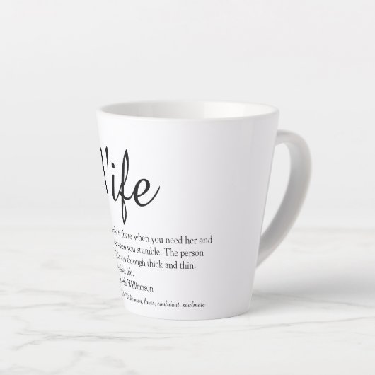Chic Script Wife Definition Black en White Fun Latte Mok (Rechterhoek)