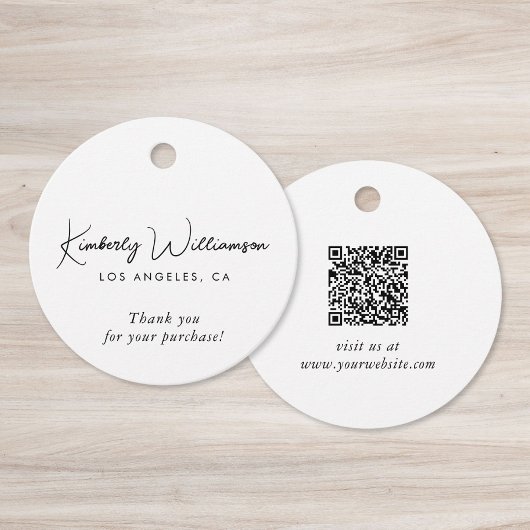 Chic Script Zakelijk QR-code Bedankkaartje Bedankjes Labels