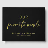 Chic Script Zwart Foto Huwelijk Gastenboek (Voorkant)